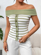 Chic Off-Shoulder Button Top: Style Meets Comfort