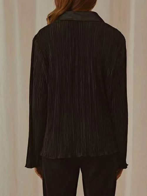 Button Up Long Sleeve Top and Pants Set