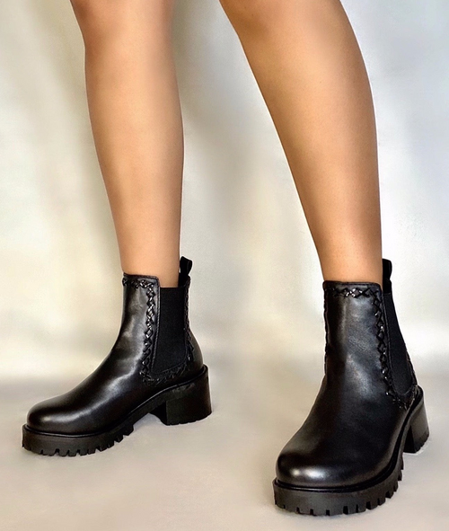 Luxurious Black Artisan Chelsea Booties