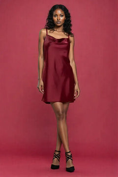 Solid Heavy  Bias Cut Satin Slip Dress