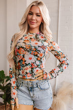 Charming Orange Floral Crop Top