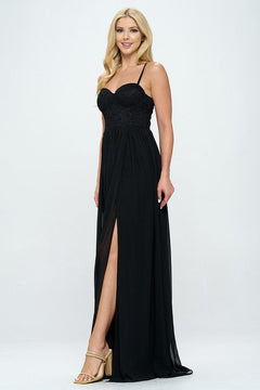 Lace Detail Bustier Floor Length Maxi Dress