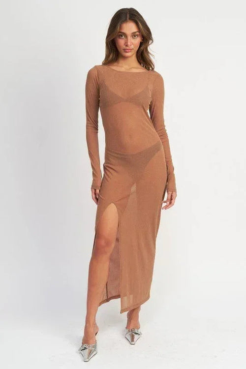 GLITTER MESH MAXI DRESS