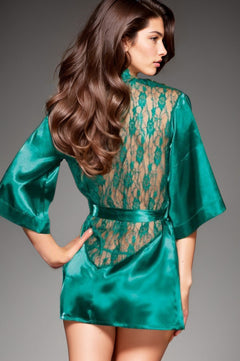 Satin Robe with Lace