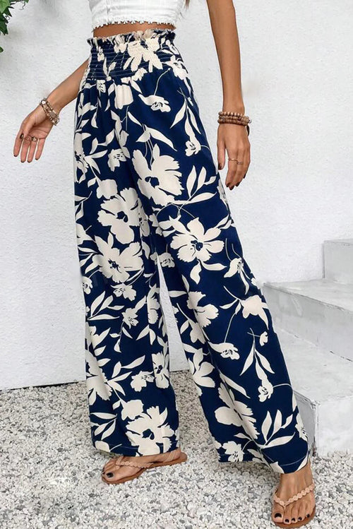 Lila’s Floral Frill Waist Wide Leg Pants
