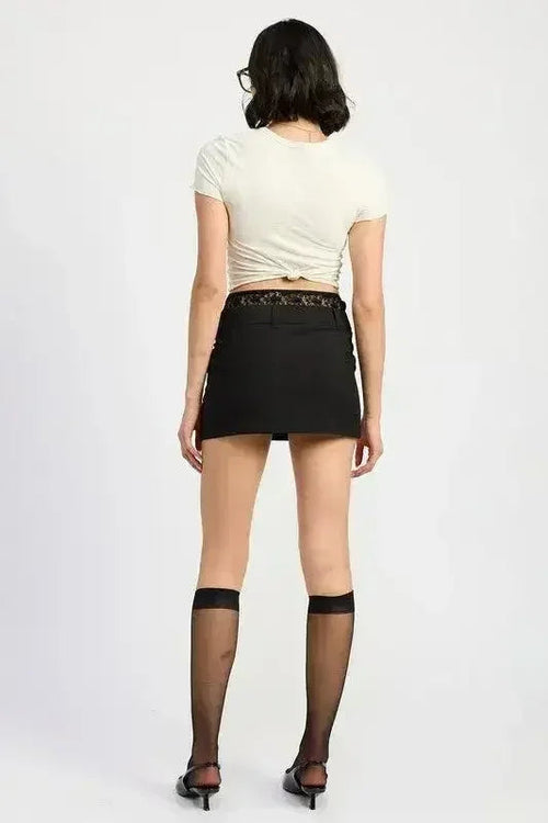 Lila's Lace-Trimmed Flare Min Skirt