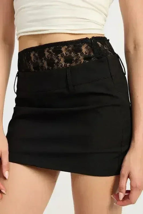 Lila's Lace-Trimmed Flare Min Skirt