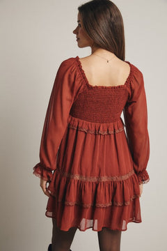 Crinkled Tiered Boho Mini Dress