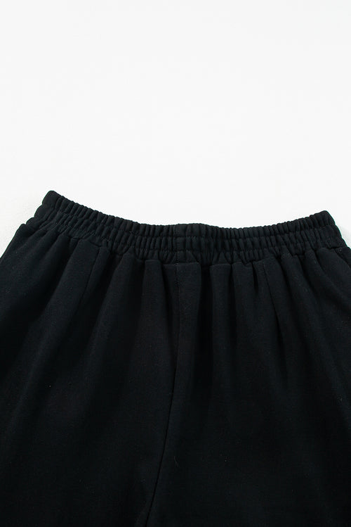 Charming Black Crop Top & Wide Leg Pants Set