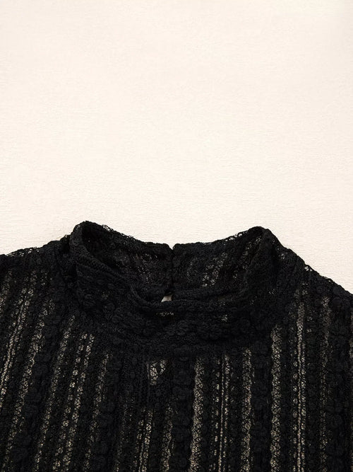 Lace Patchwork Flounce Sleeve Slim Fit Top