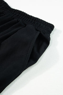 Charming Black Crop Top & Wide Leg Pants Set