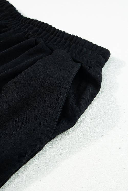 Charming Black Crop Top & Wide Leg Pants Set