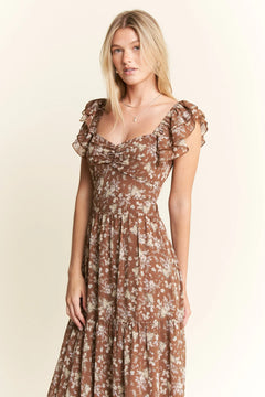 Jade By Jane Ruffle Sleeve Tiered Maxi Dress