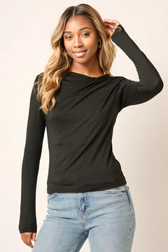 Slim & Chic Ruched Long Sleeve Top