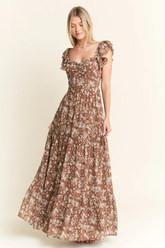 Jade By Jane Ruffle Sleeve Tiered Maxi Dress