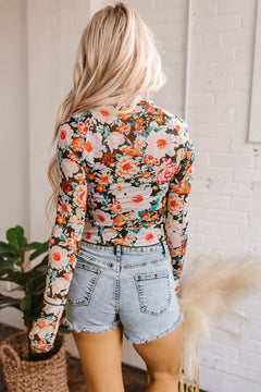 Charming Orange Floral Crop Top