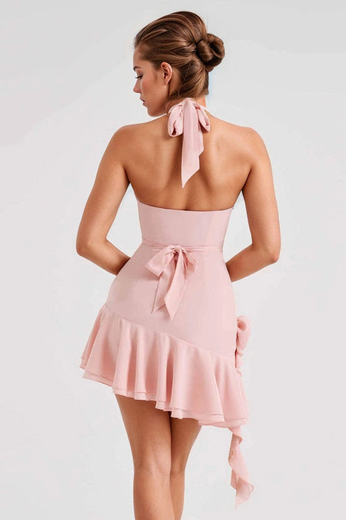 Cowl Neck Halter Mini Dress