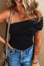 Flirty One Shoulder Black Bodysuit
