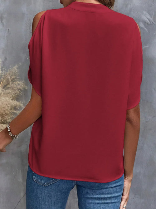 Cold Shoulder Notched Blouse