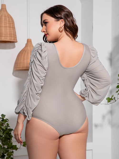 Balloon Sleeve V Swimsuit for Curves