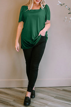 Enchanted Emerald Ruffle Top: Curvy Charm 💚