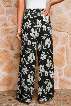 Lila’s Floral Frill Waist Wide Leg Pants