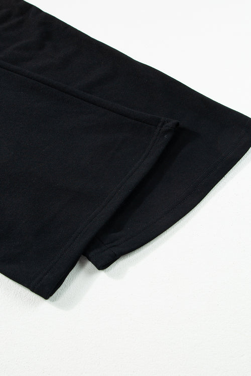 Charming Black Crop Top & Wide Leg Pants Set