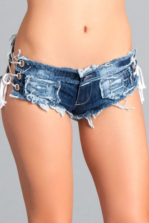 Nina's Fearless Lace-Up Denim Cutoffs