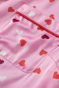 Pink Valentine Heart Shape Print Plus Size Sleepwear