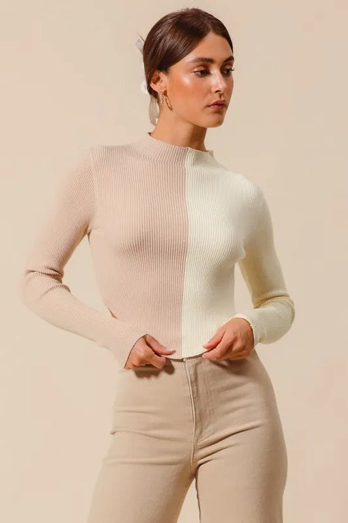 Lila's Chic Color Block Crop Sweater