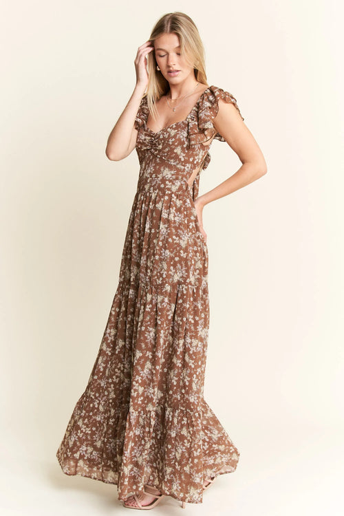 Jade By Jane Ruffle Sleeve Tiered Maxi Dress
