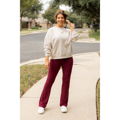 Ready to Ship  | The Maeve -  MAROON Bootcut Leggings with Pockets - Round 2