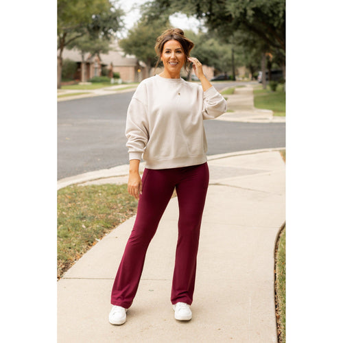 Ready to Ship  | The Maeve -  MAROON Bootcut Leggings with Pockets - Round 2