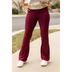 Ready to Ship  | The Maeve -  MAROON Bootcut Leggings with Pockets - Round 2