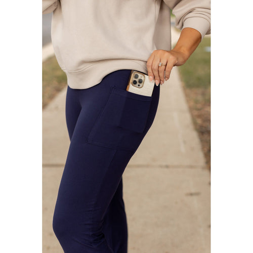 Ready to Ship  | The Mila -  NAVY Bootcut Leggings with Pockets Round 3
