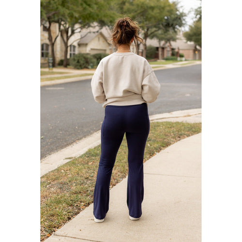 Ready to Ship  | The Mila -  NAVY Bootcut Leggings with Pockets Round 3