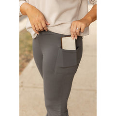 Ready to Ship | The Cassie - 30  CHARCOAL Bootcut Leggings with Pockets - Round 2