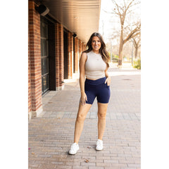 Ready to Ship | The Abby - NAVY Crossover Biker 5 Shorts  R2 - Luxe Leggings by Julia Rose®