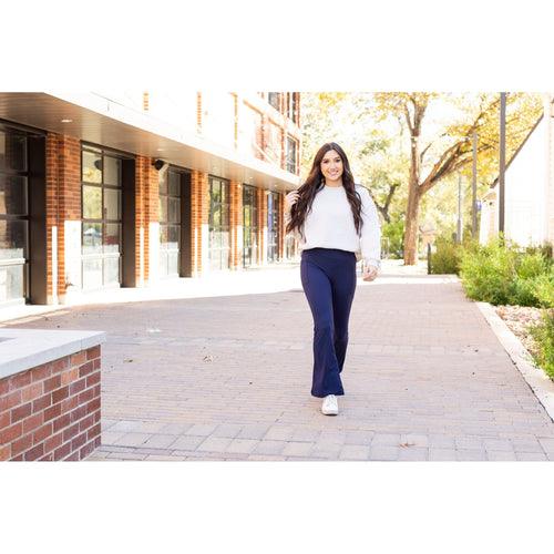 Ready to Ship  | The Mila -  NAVY Bootcut Leggings with Pockets Round 3
