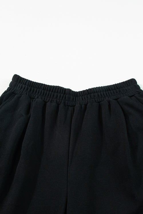 Charming Black Crop Top & Wide Leg Pants Set
