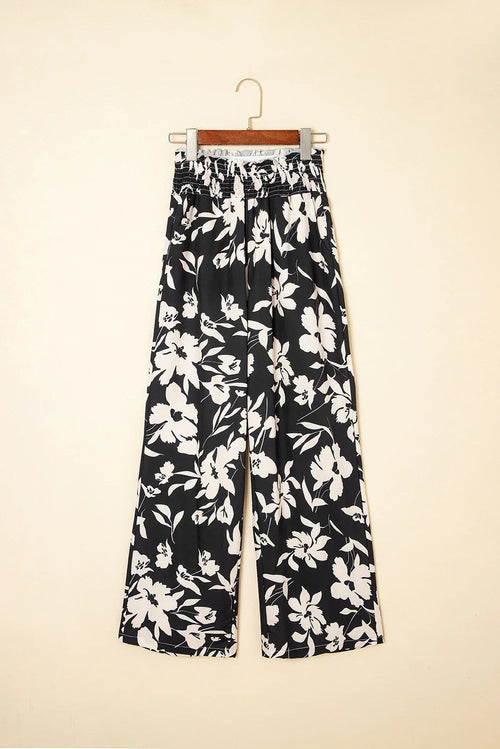 Lila’s Floral Frill Waist Wide Leg Pants