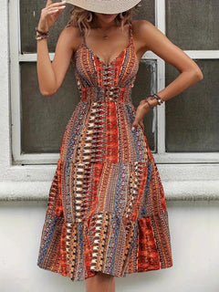 Printed V-Neck Cami Dress