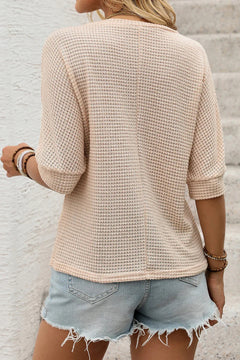 Jet Stream Flower Embroidered Waffle Knit T Shirt