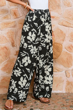 Lila’s Floral Frill Waist Wide Leg Pants