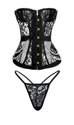 Serena Black Pearl Corset Set