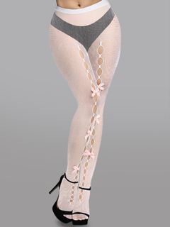 Bow-tied Delight: Feminine Mesh Tights Appeal