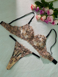 Leopard Flower Lingerie Set