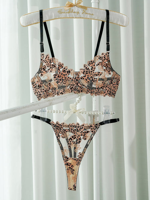 Leopard Flower Lingerie Set