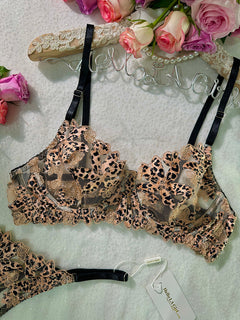 Leopard Flower Lingerie Set