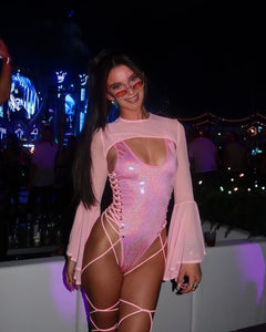 Electro-Lace Leg Wrap Bodysuit